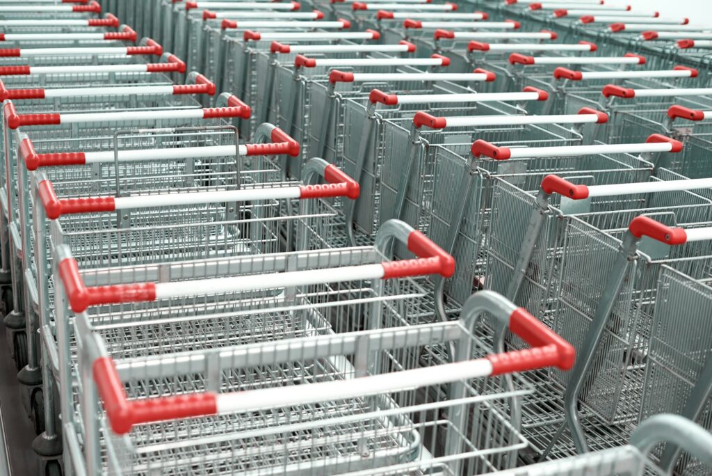 Rows of shopping carts